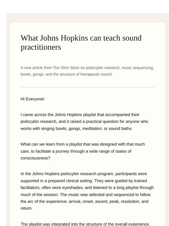 Johns Hopkins Music Playlist For Research Studies...