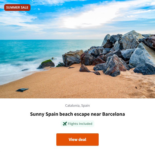 Sunny Spain beach escape near Barcelona