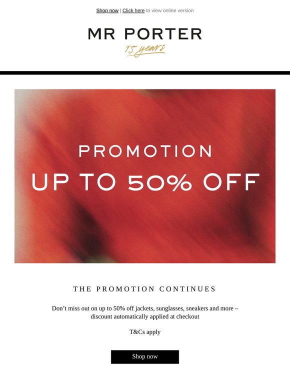 Up to 50% off is still on