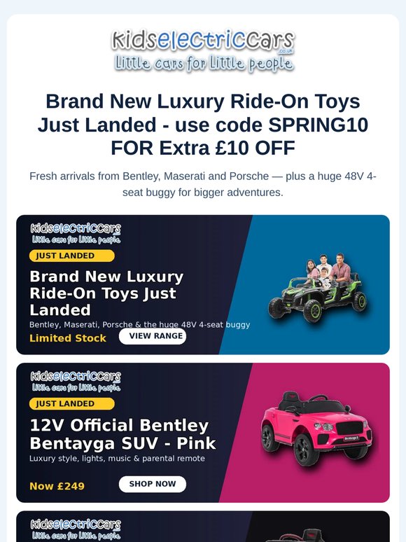 🚗 Brand New Luxury Kids Ride-Ons - JUST LANDED 👊