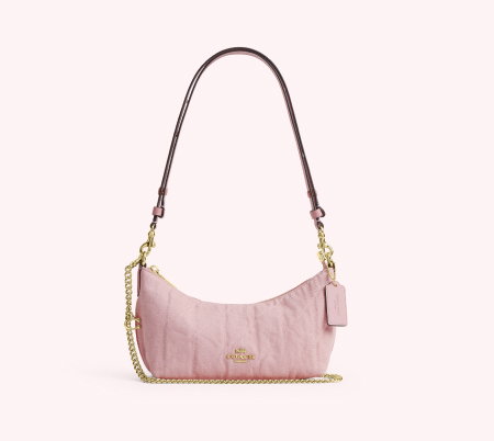 Caitlin Shoulder Bag In Regenerative Cotton With Quilting And Charm