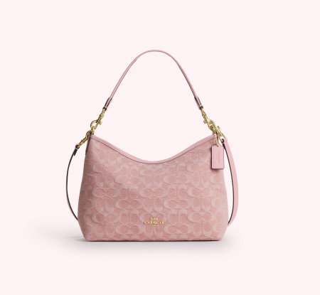Laurel Shoulder Bag In Signature Denim Gold/Light Pink