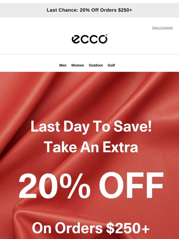 Last Day to Save 20% Off $250 Or More!