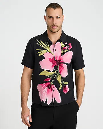 Seersucker Floral Short Sleeve Shirt