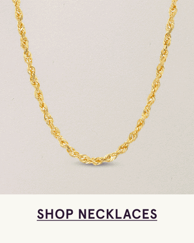 Classic yellow gold rope chain necklace. Click here to shop necklaces