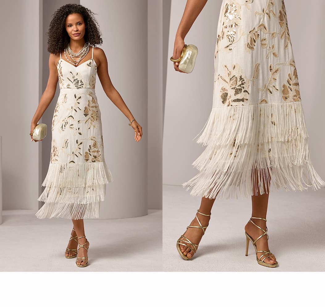 Sequin Embellished Midi with Fringe