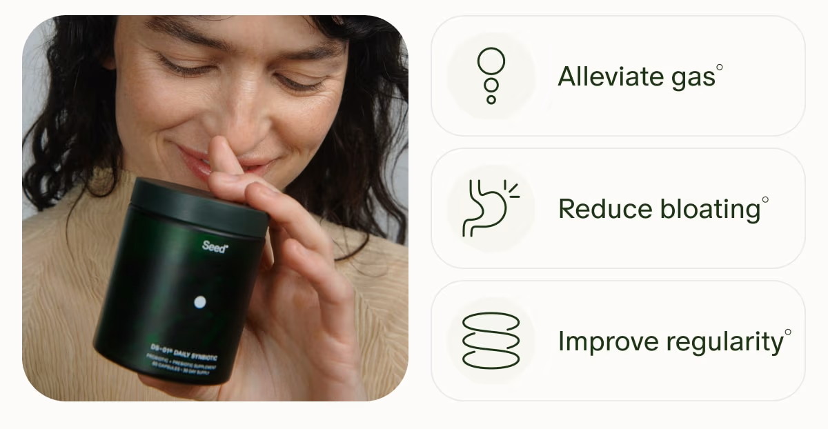 Alleviate gas° | Reduce bloating° | Improve regularity°