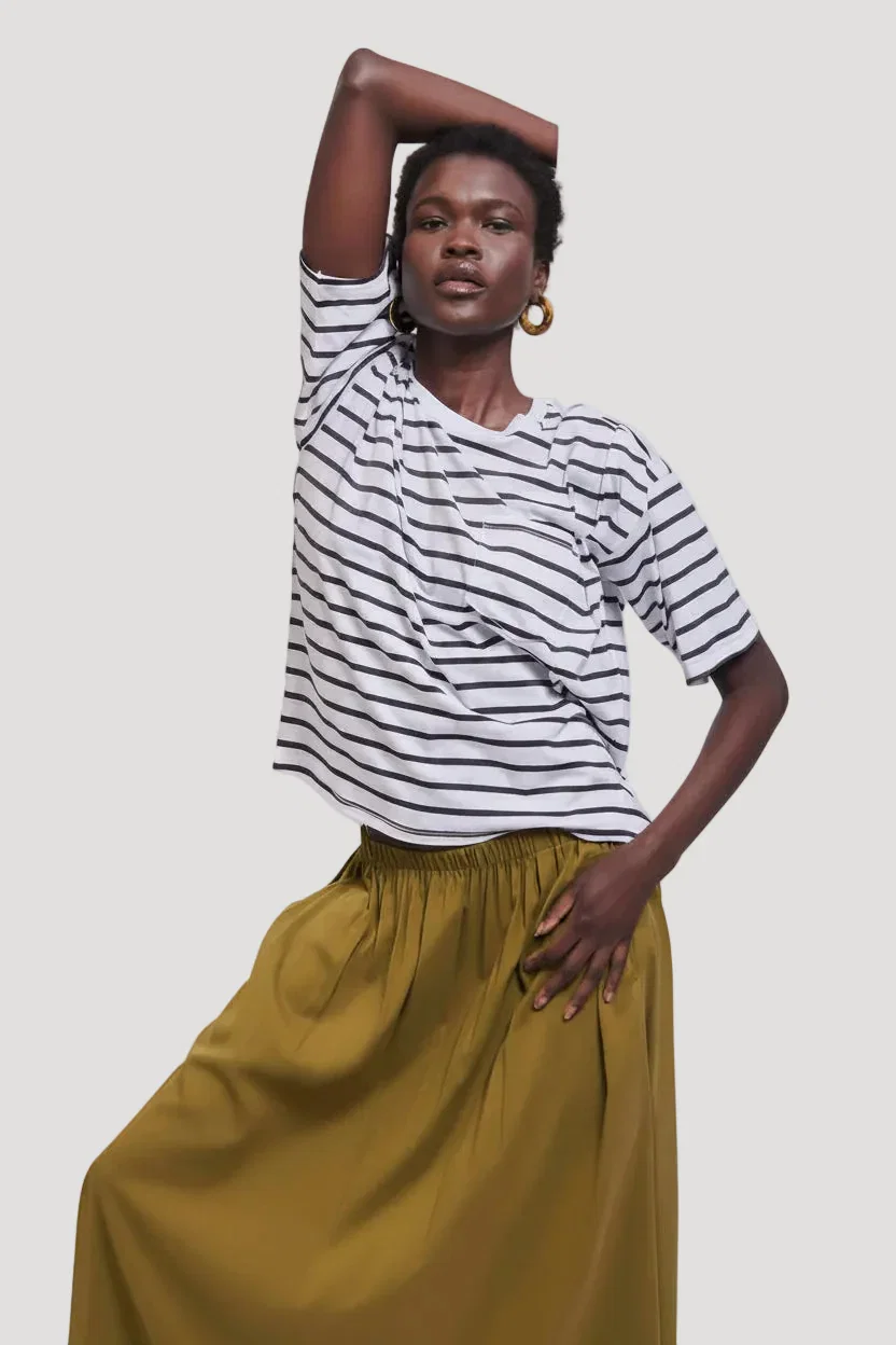 Image of The Boxy Tee in White Stripe