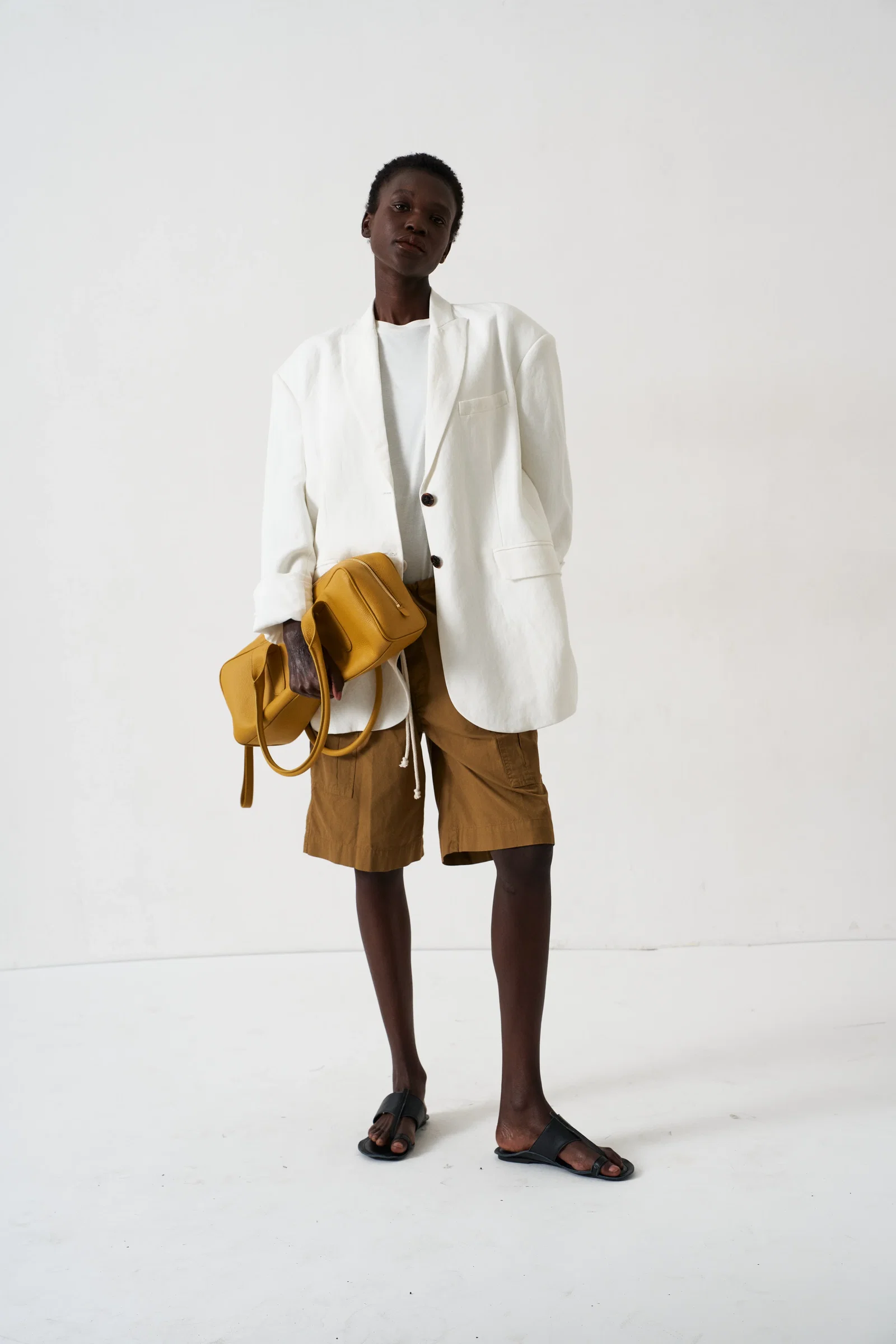 Image of The Linen Oversized Blazer in White