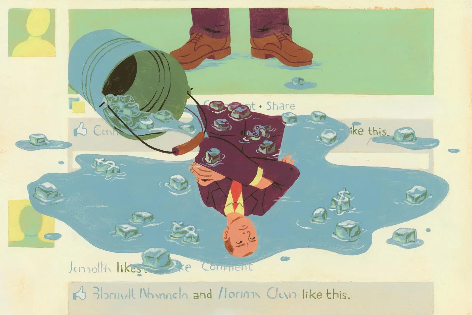 An illustrative depiction of the Ice Bucket Challenge | Celia Jacobs for Vox
