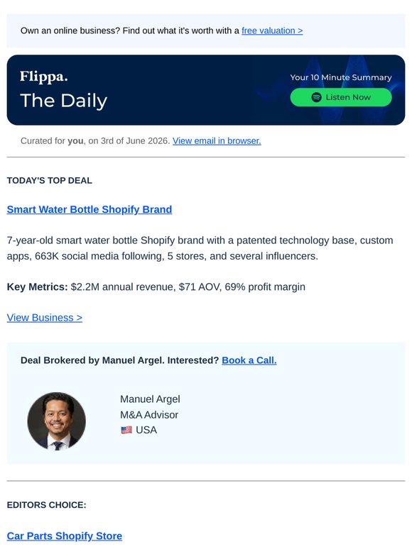 11-Yr Lifestyle Blog + $2.2M Water Bottle Brand + $11K MRR Visualization SaaS
