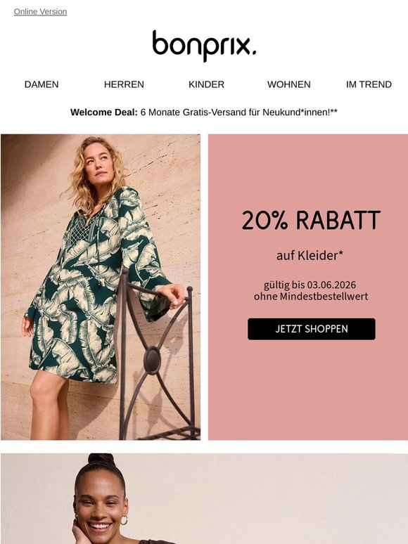 Letzter Tag: 20% Rabatt auf Kleider