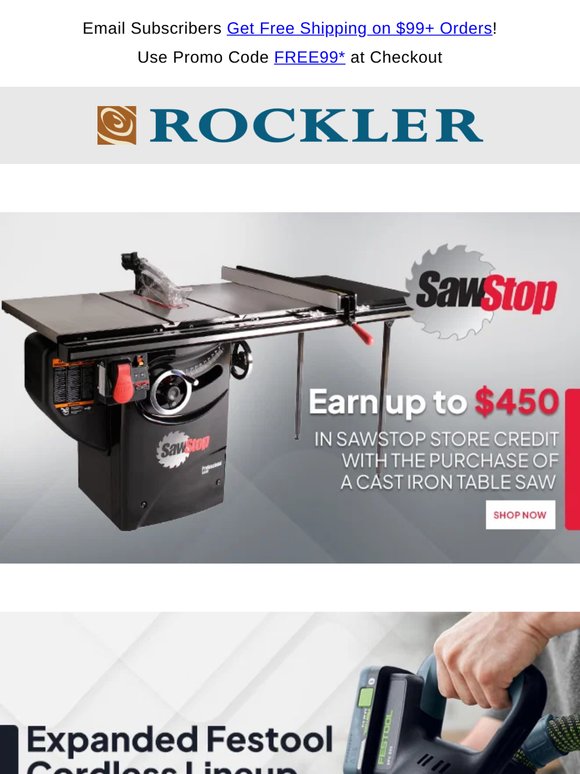 SawStop Store Credit Is Back + More from Top Brands