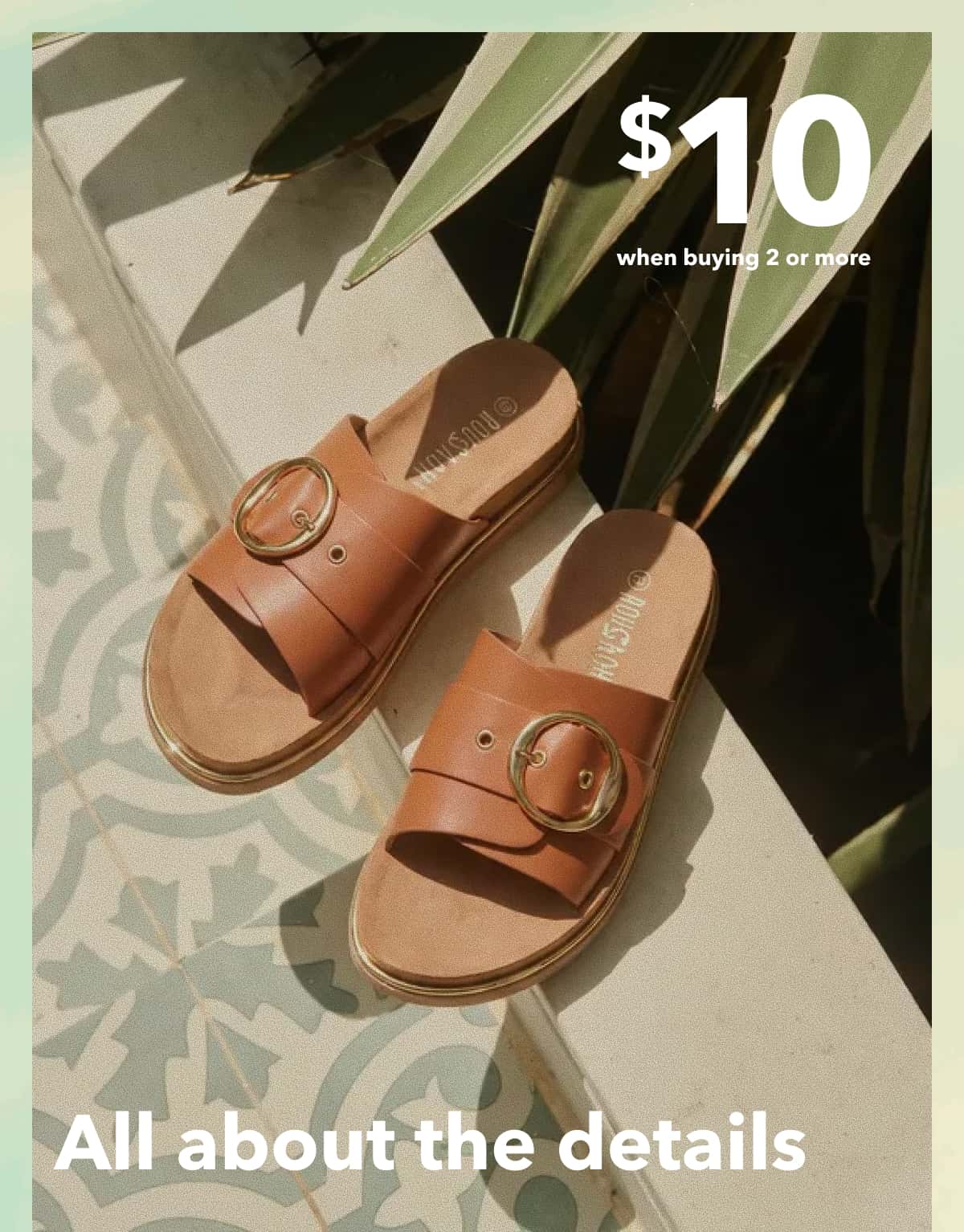 All about the details - Shop Faux Leather Buckle Detail Footbed Sandals