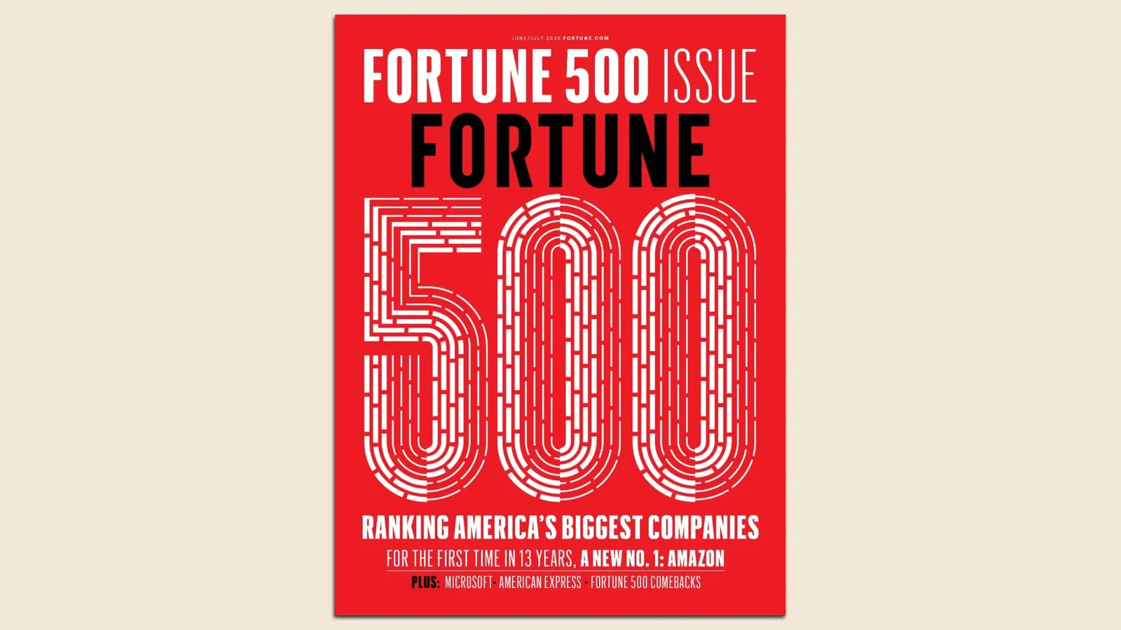Red Fortune magazine cover on a beige background. A bold black 