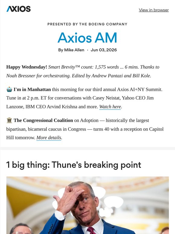 👀 Axios AM: Trump breaking point