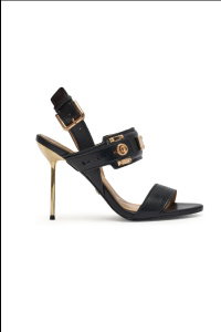 AZALEA WANG OREL BLACK HARDWARE EMBELLISHED STILETTO SANDAL