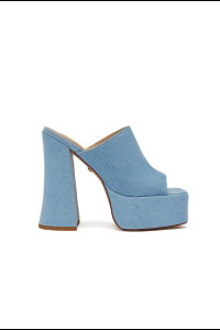 AKIRA GOLD FIKILE DENIM CHUNKY SANDAL