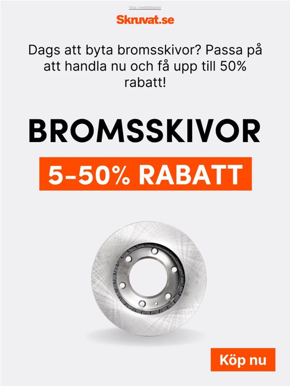 Missa inte! Upp till 50% på bromsskivor