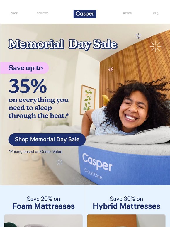 Save up to 35% on Casper favorites.
