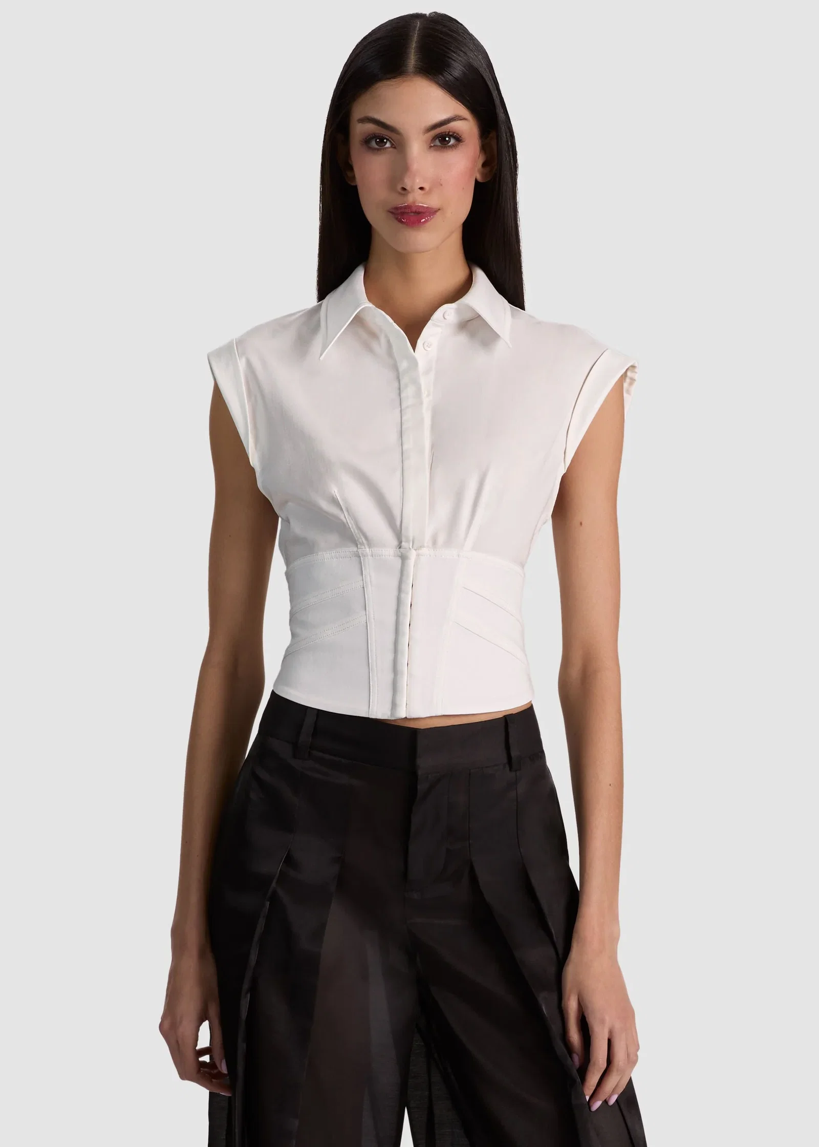 Image of  Kim Corset Button Down - Off White