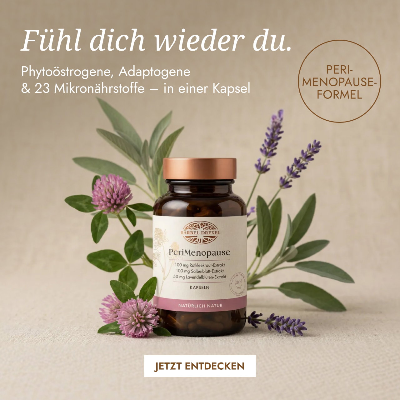 Neu PeriMenopause Kapseln mit Phytoöstrogenen, Adaptogenen und 23 Mikronährstoffen