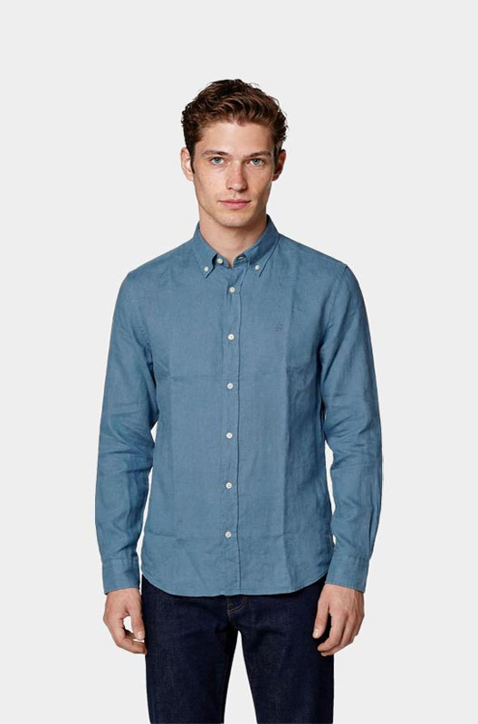 Bos Overhemd Linnen Blauw