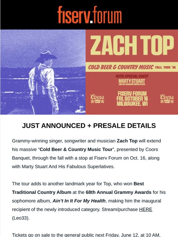 JUST ANNOUNCED: Zach Top