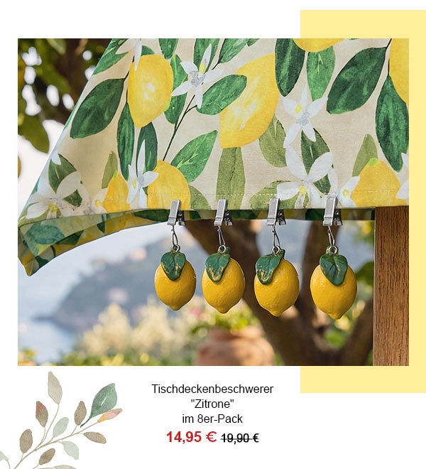 Tischdeckenbeschwerer "Zitrone" im 8er-Pack 14,95€! 