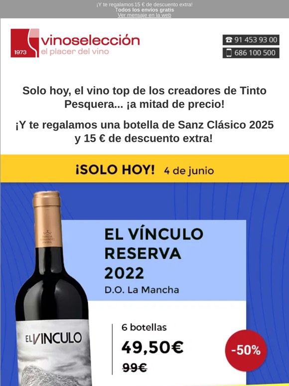 ¡Solo hoy: 50% DTO! De los creadores de Pesquera, El Vínculo Reserva 2022 ¡Últimas botellas!