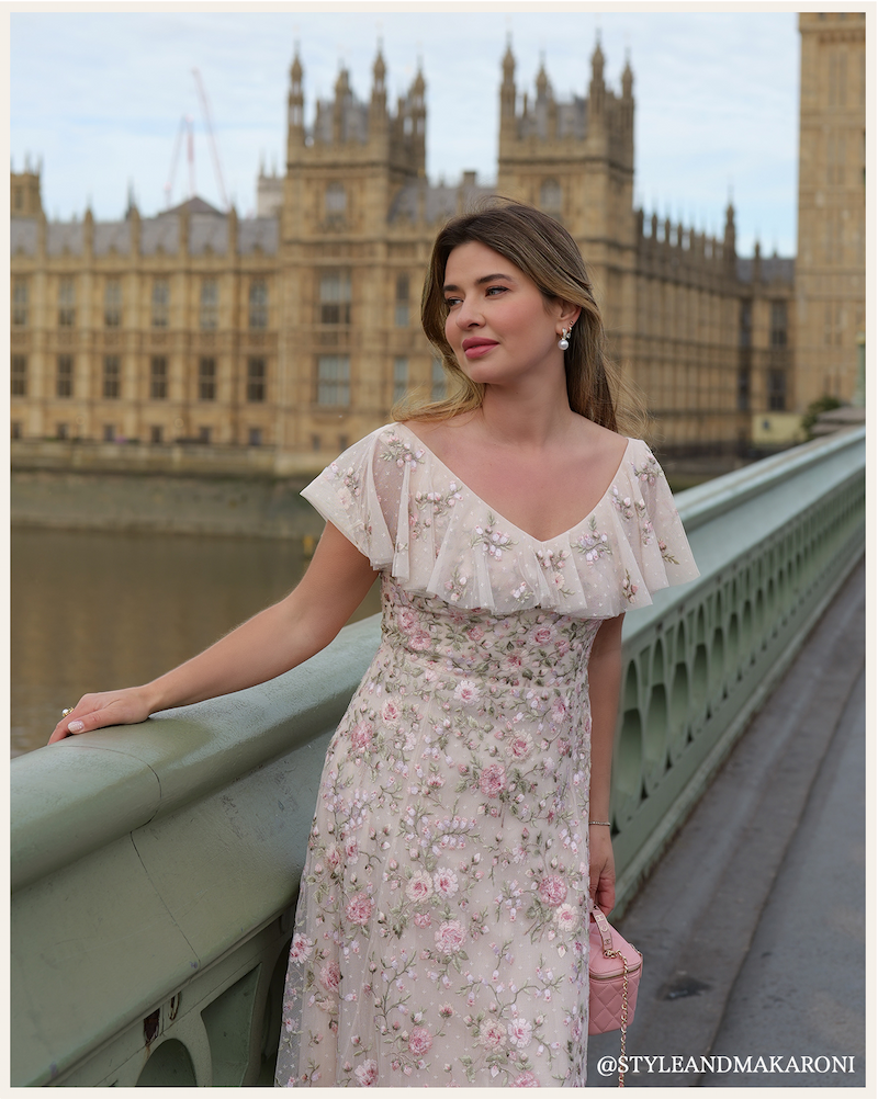 Eden Rose V-Neck Ankle Gown