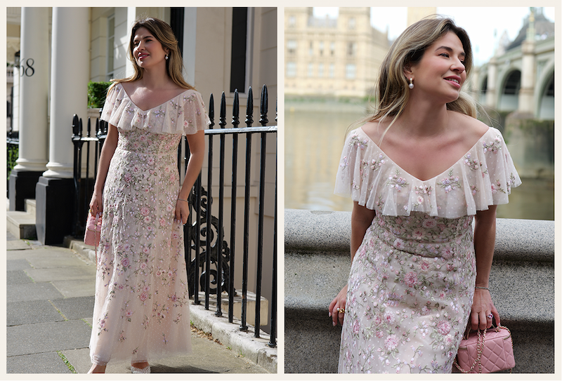 Eden Rose V-Neck Ankle Gown