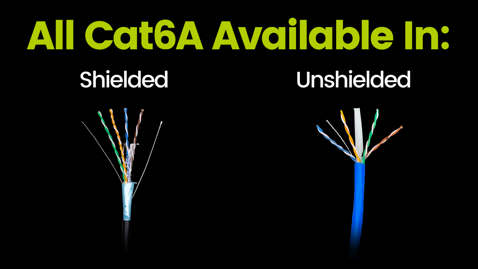 All Cat6A Available In Shielded and Unshielded