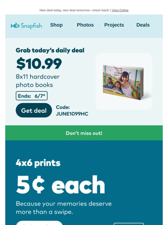 ✨ Day 2 deal: $10.99 8x11 hardcover photo book