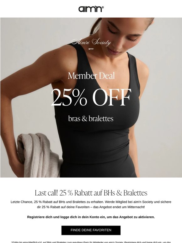 Letzte Chance! 25 % Rabatt auf BHs & Bralettes