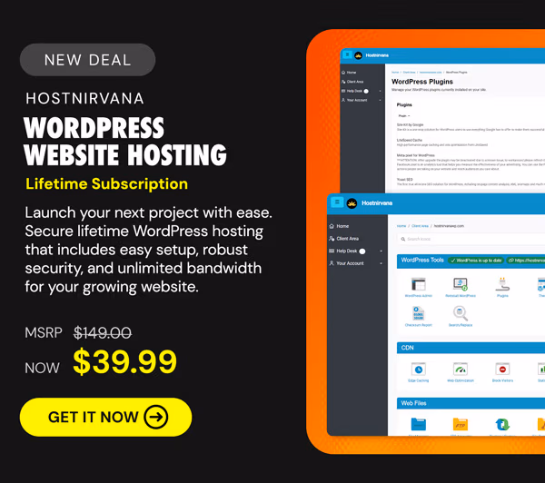 Hostnirvana WordPress Website Hosting: Lifetime Subscription
