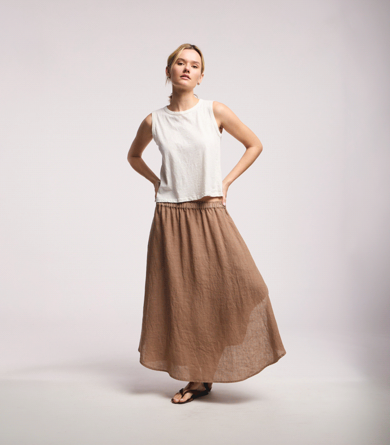 GIF of 3 model images wearing: Fae Skirt, Luella Skirt, and Virginia Skirt.