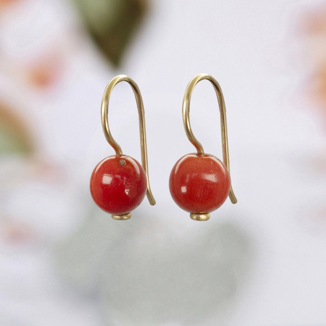 18K Vintage Coral Earrings