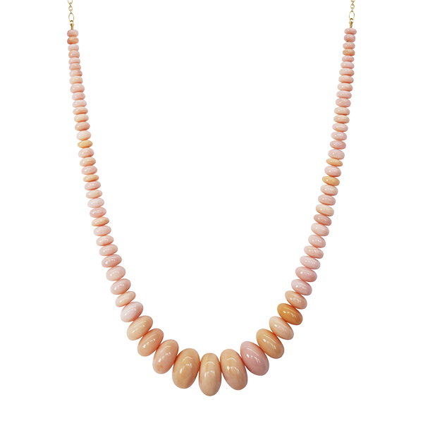 18K Gold 369 Carat Natural Pink Opal Necklace
