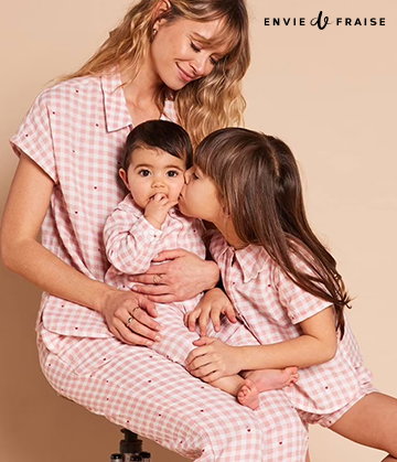 Baby pyjamas with wide neck in organic cotton - rosy