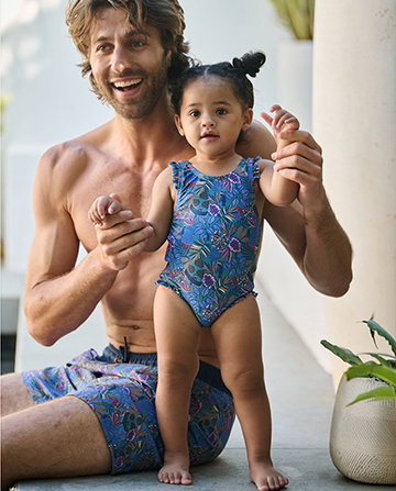 Baby girl's swimsuit Family Capsule - blue