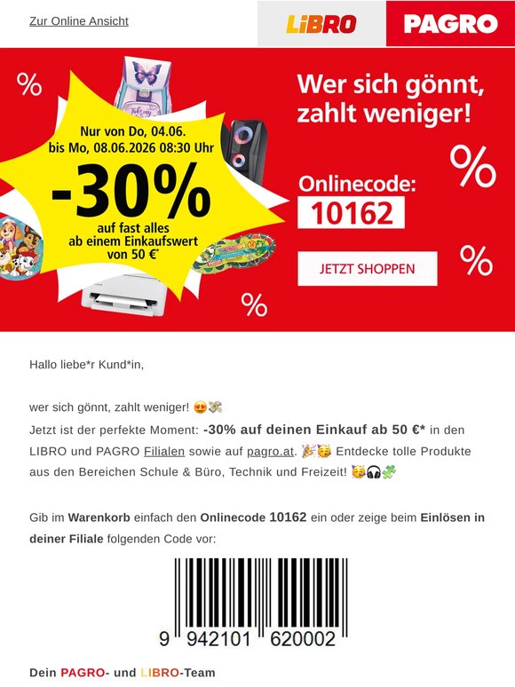 Sichere dir -30 % auf deinen Einkauf! 🤩🎉