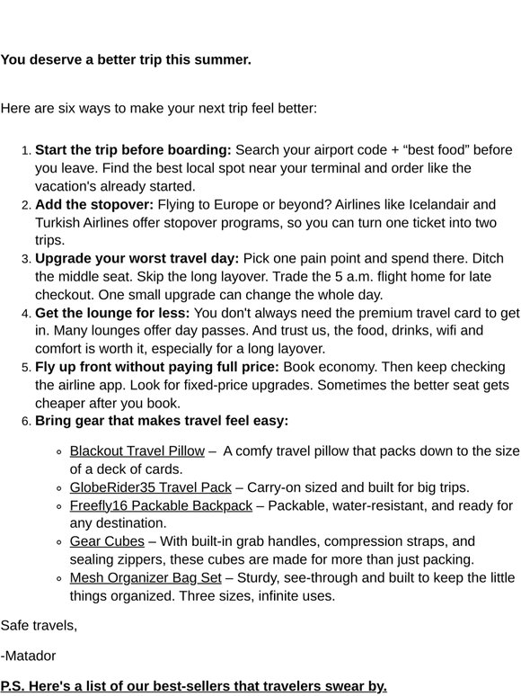 Treat yourself to a better trip