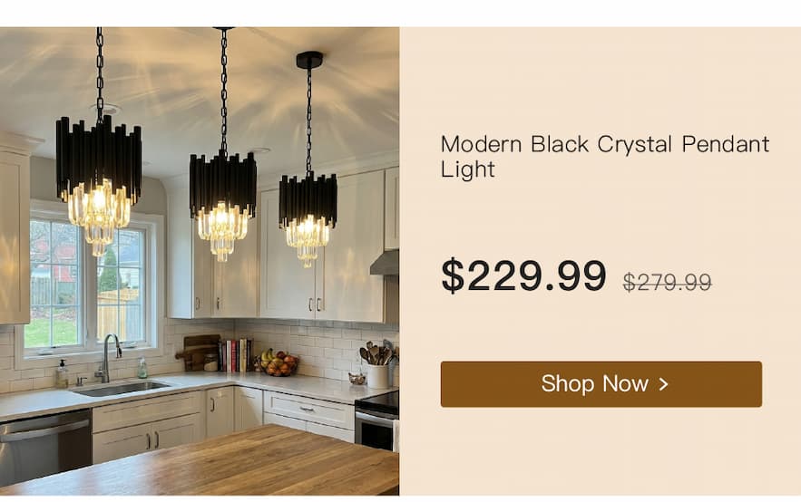 Modern Black Crystal Pendant Light