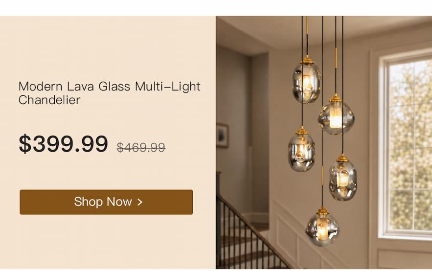 Modern Lava Glass Multi-Light Chandelier
