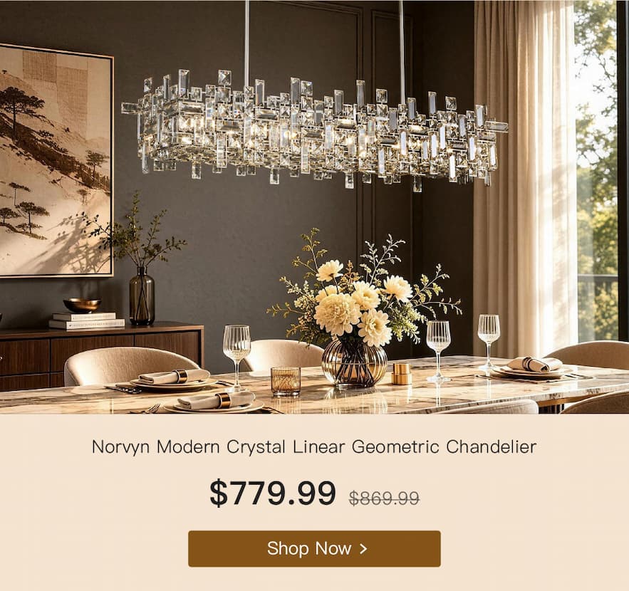 Norvyn Modern Crystal Linear Geometric Chandelier