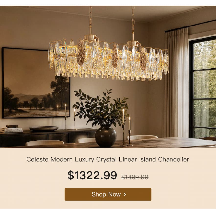 Celeste Modern Luxury K9 Crystal Linear Island Chandelier