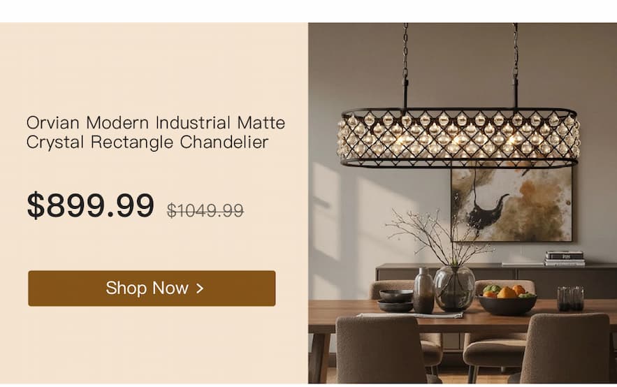 Orvian Modern Industrial Matte Black K9 Crystal Rectangle Chandelier