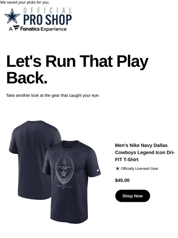 Revisit: Men's Nike Navy Dallas Cowboys Legend Icon Dr...