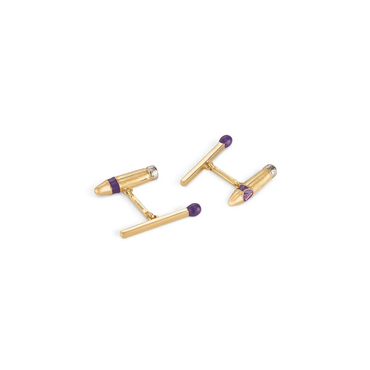 Image of CIGAR & MATCH CUFFLINKS IN STERLING SILVER GILT & ENAMEL